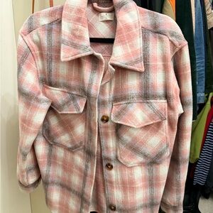 Simply Southern Pink Plaid Teddy Jacket